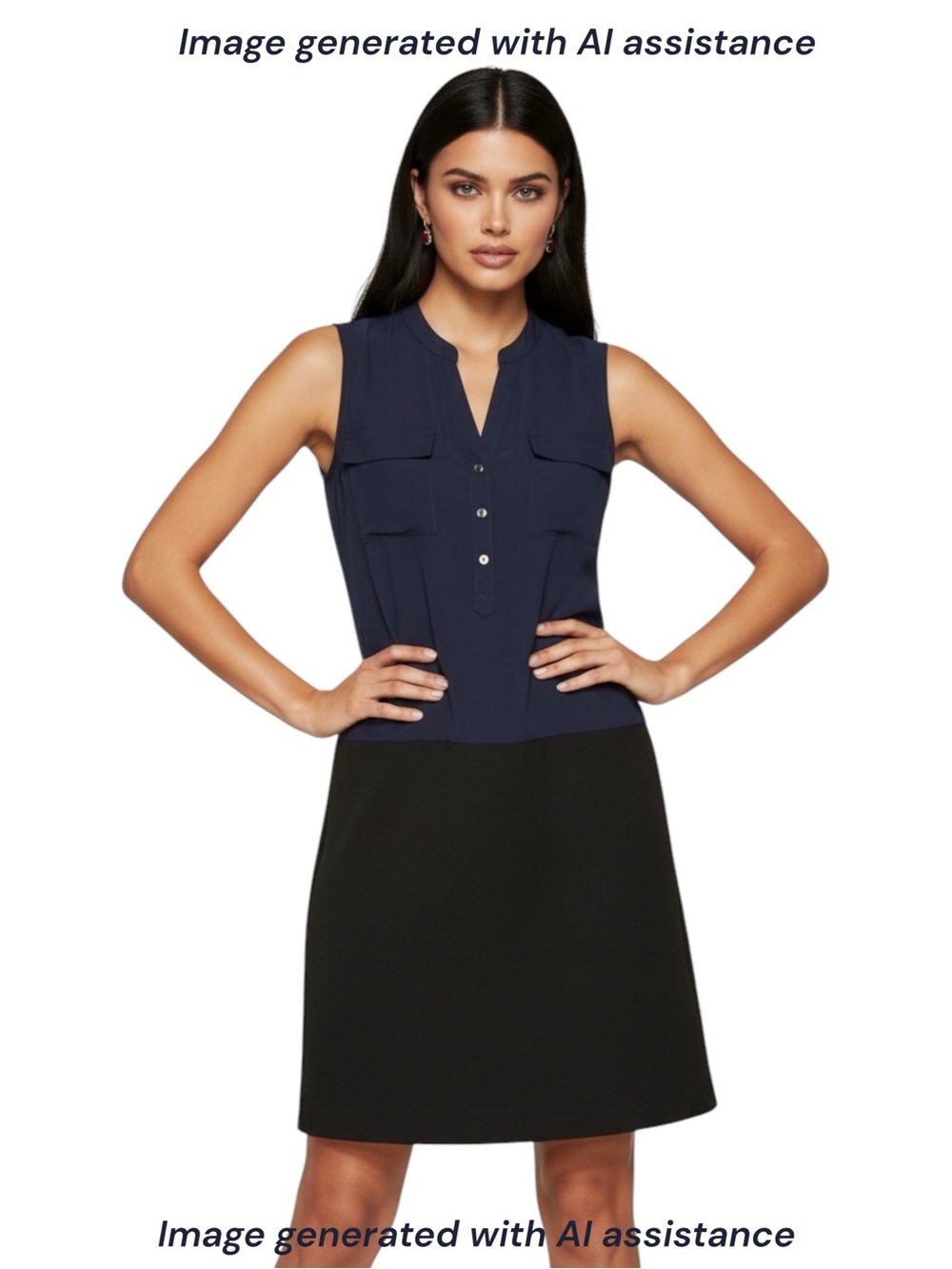 Alfani size 16 blue/black color block dress